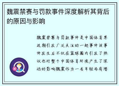 魏震禁赛与罚款事件深度解析其背后的原因与影响